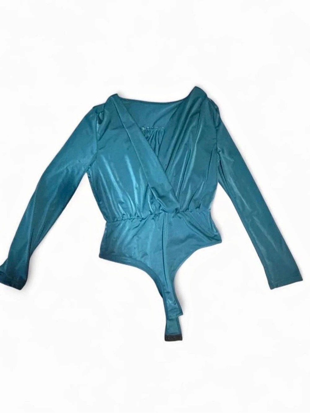 SHEIN Teal Wrap Long Sleeve Bodysuit Size Large
